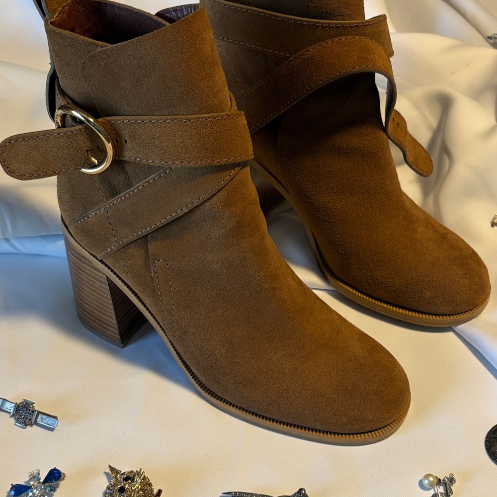 See by Chloe Lyna Brown Suede Ankle Boots